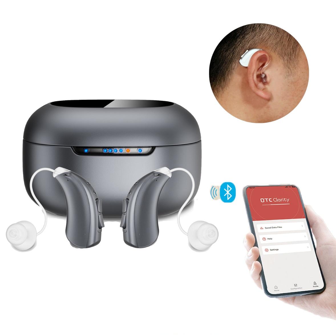 Wireless Hearing Aids for Seniors, Noise Cancelling OTC Hearing Device, Rechargeable, Discreet & Lightweight, Mild to Moderate Hearing Loss